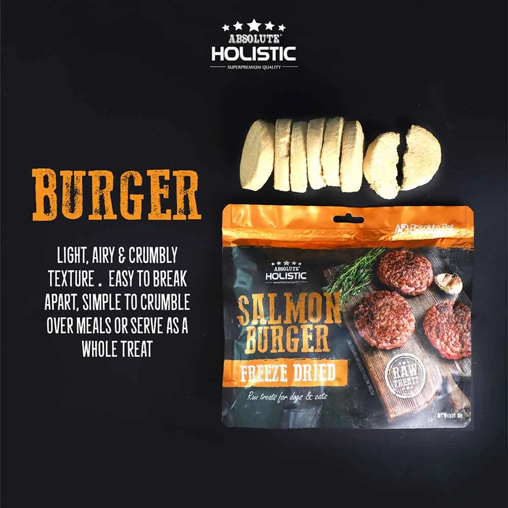 Absolute Holistic Beef Burger Freeze Dried Raw Treats for Cats & Dogs 80g