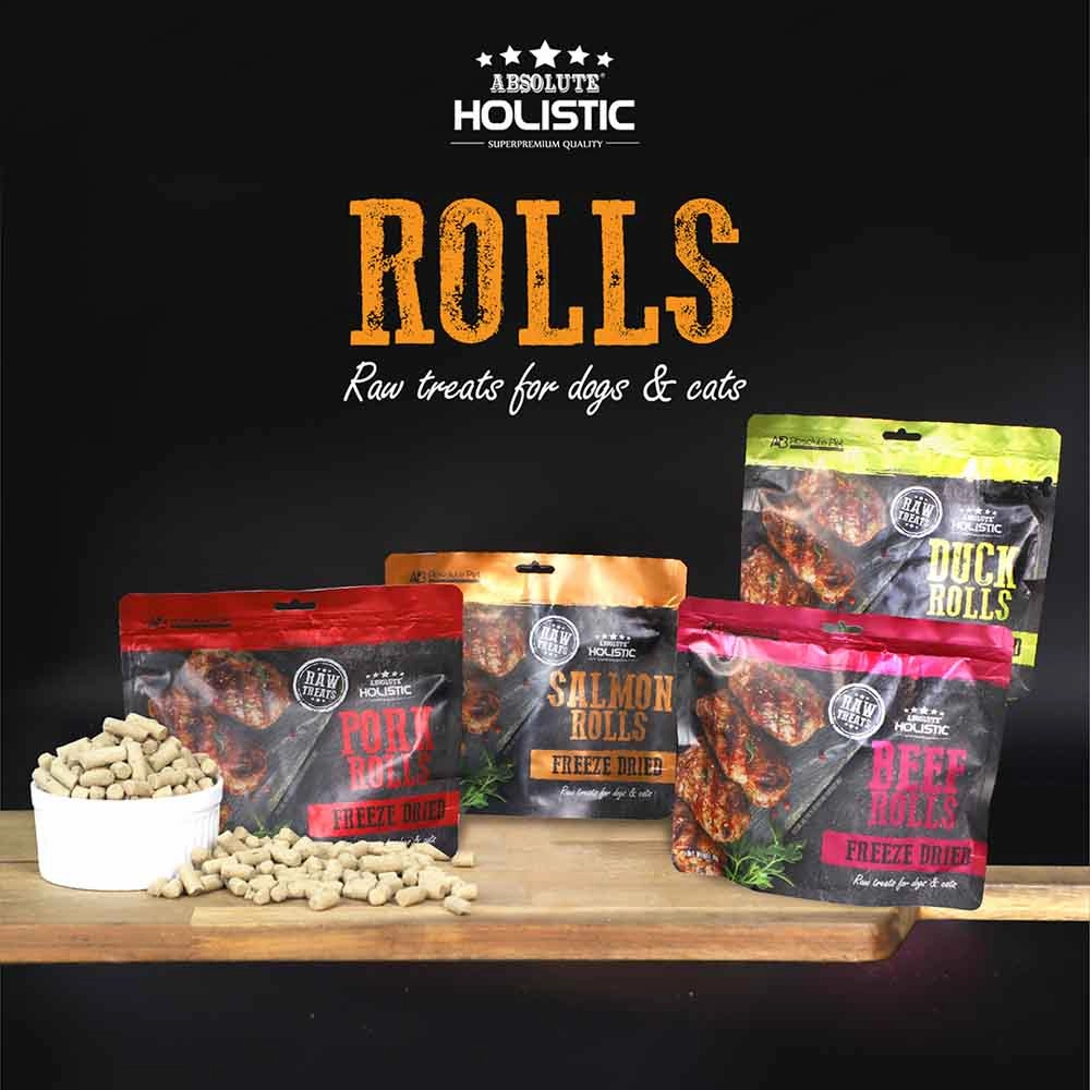 Absolute Holistic Duck Rolls Freeze Dried Raw Treats for Cats & Dogs 60g