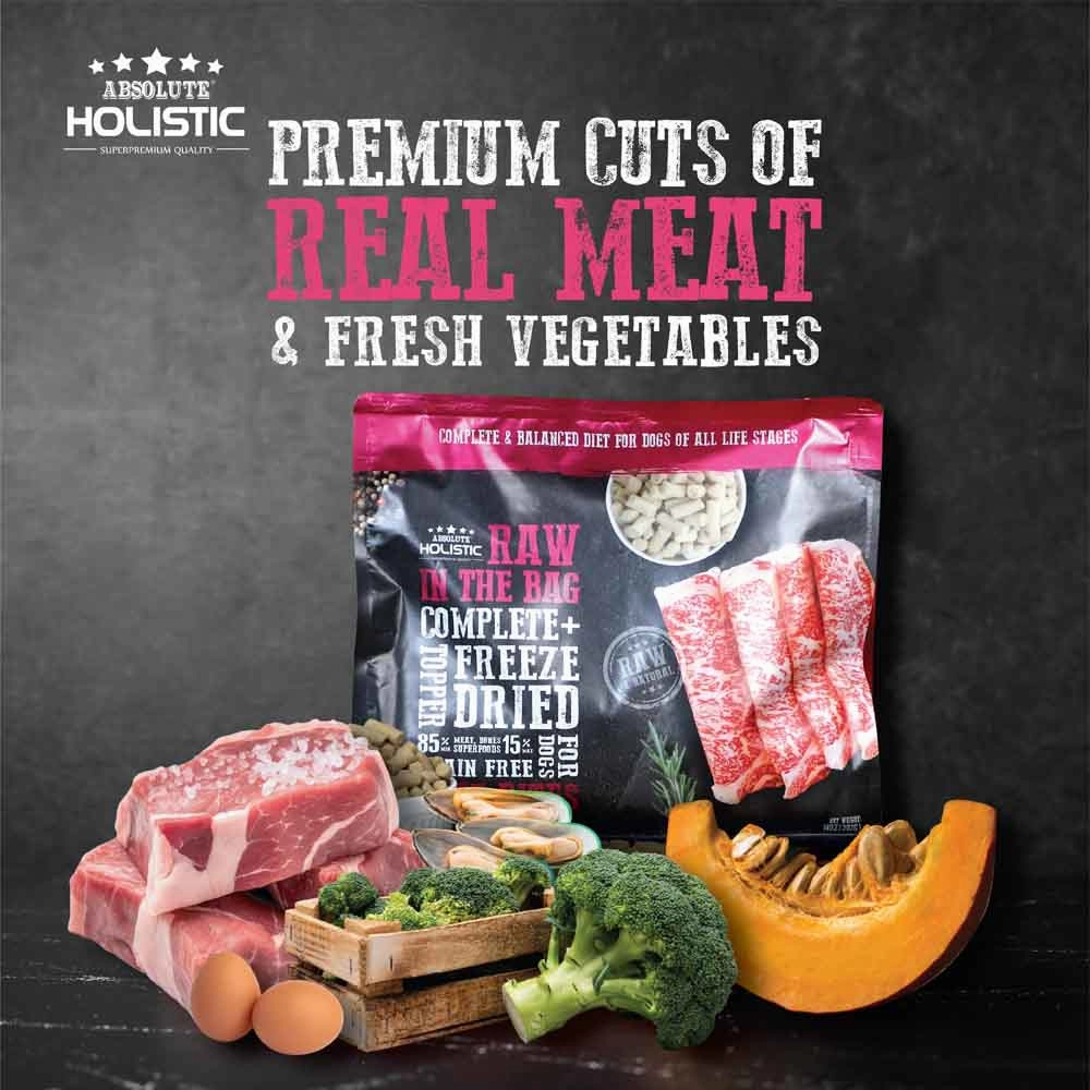 Absolute Holistic Raw in the Bag Beef Bites Complete Freeze Dried Dog Food 14oz