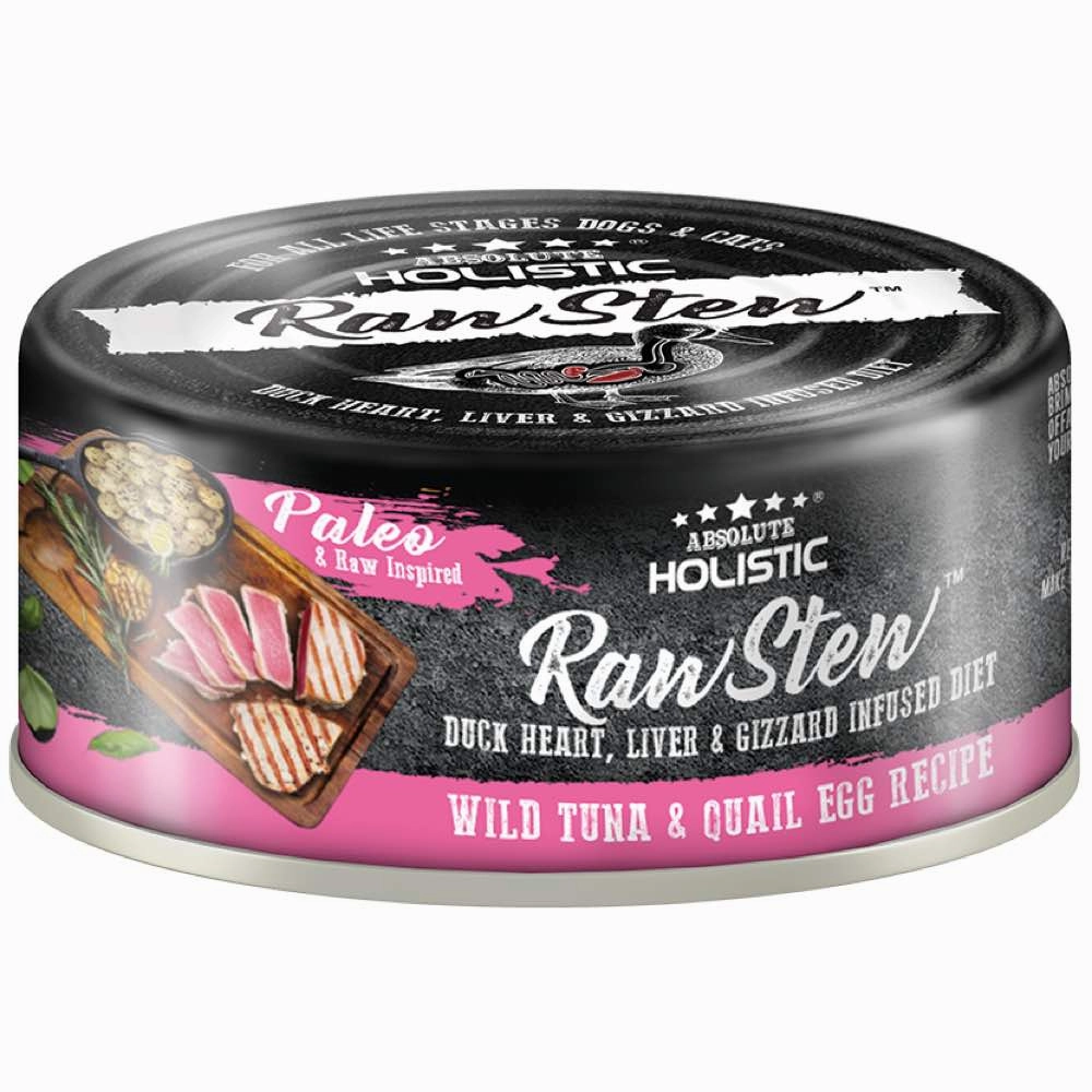 Absolute Holistic Raw Stew Wild Tuna & Quail Egg Grain-Free Canned Cat & Dog Food 80g