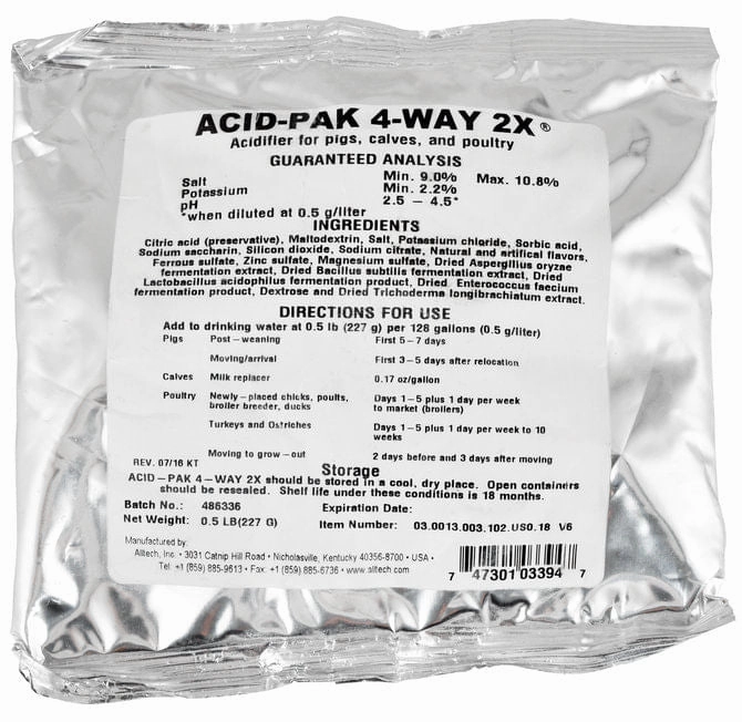 Acid-Pak 4-Way 2X Acidifier for Pigs, Calves, & Poultry