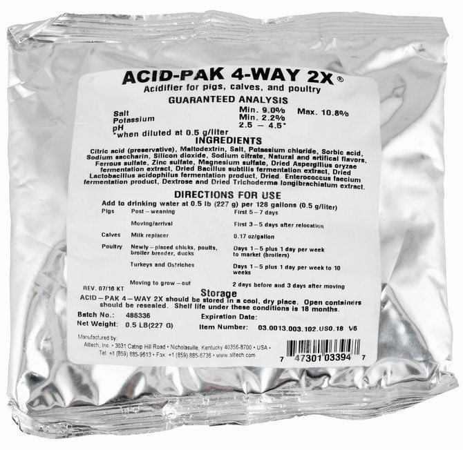 Acid-Pak 4-Way 2X Acidifier for Pigs, Calves, & Poultry
