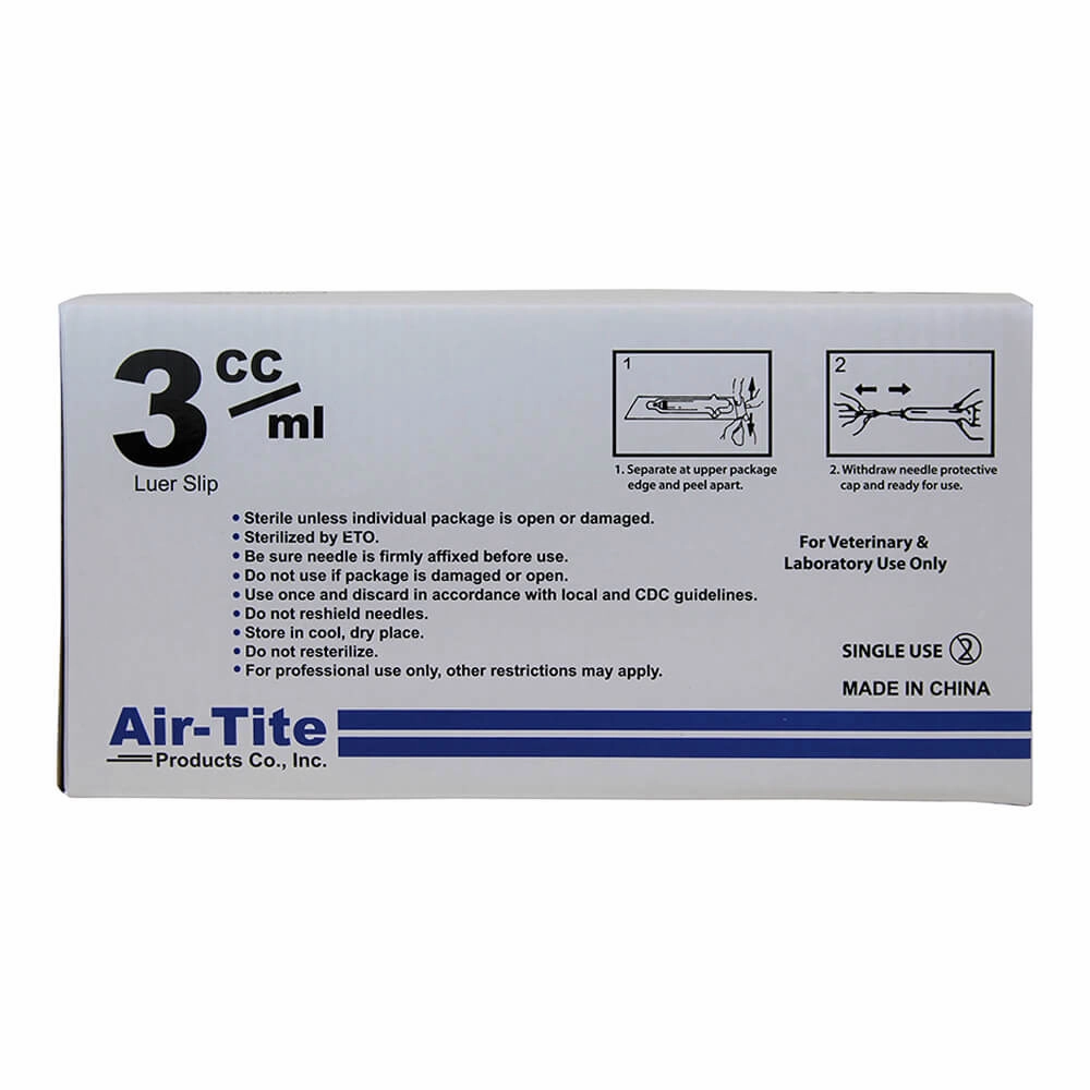 Air-Tite Luer Slip Syringes with Needles, 100 Count