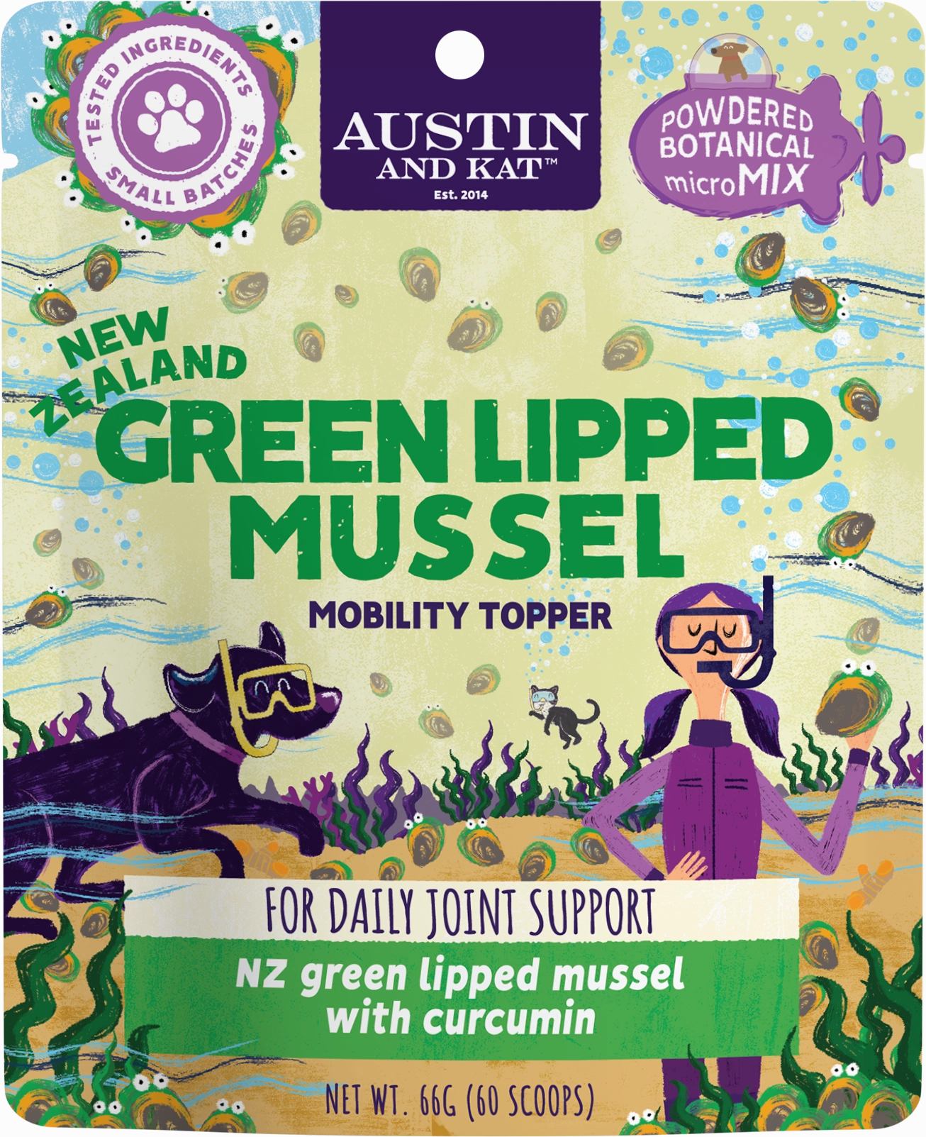 Austin and Kat Meal Enhancing Topper - Green Lipped Mussel 66g Pouch