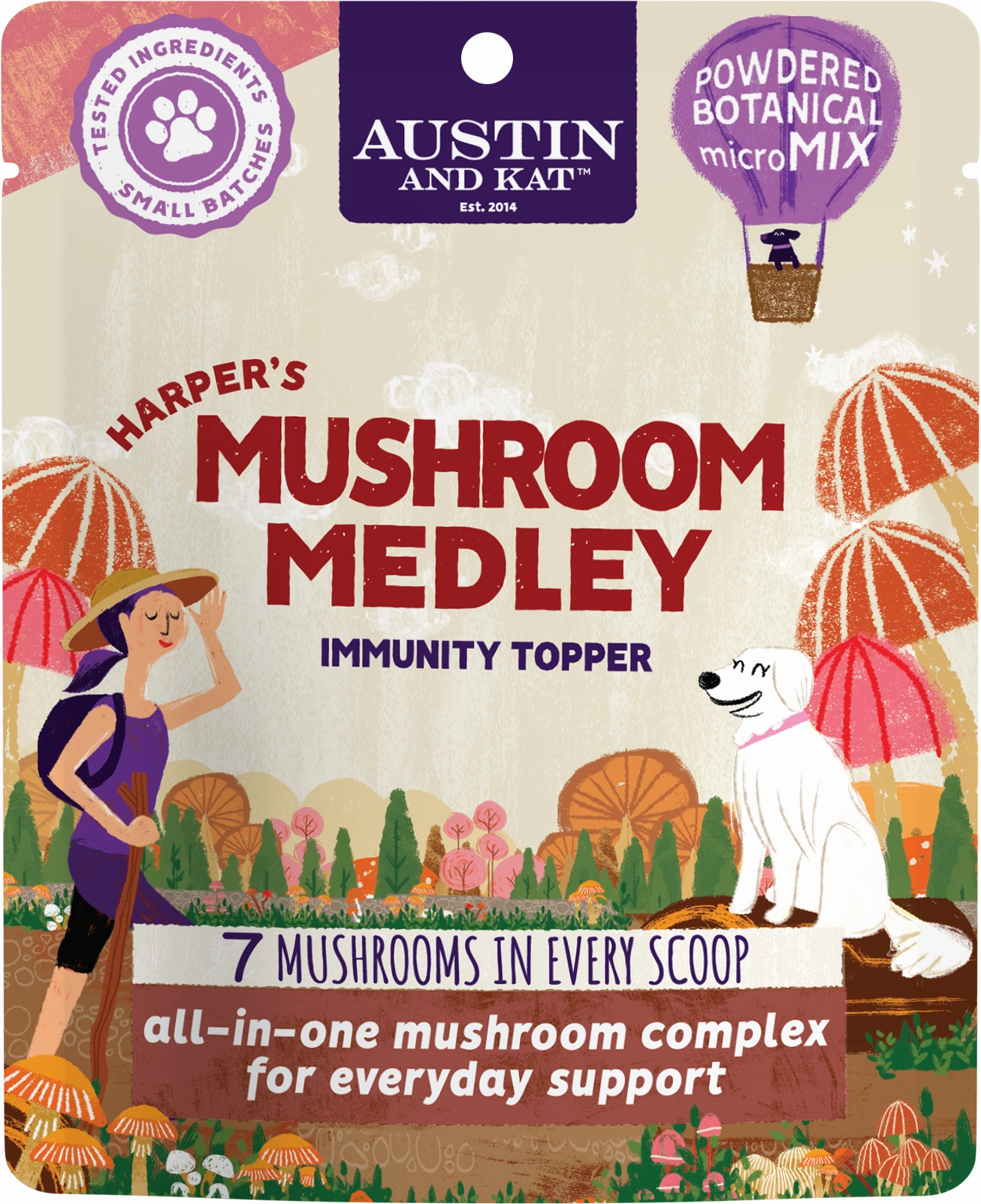Austin and Kat Meal Enhancing Topper - Harper's Mushroom Medley Immunity 60g Pouch