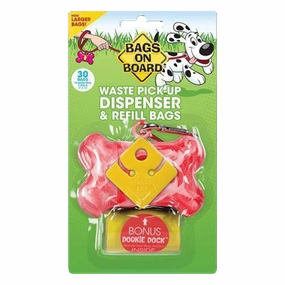 Bags on Board Marble Bone Waste Pick-Up Dispenser & Refill Bags Pink 30bags