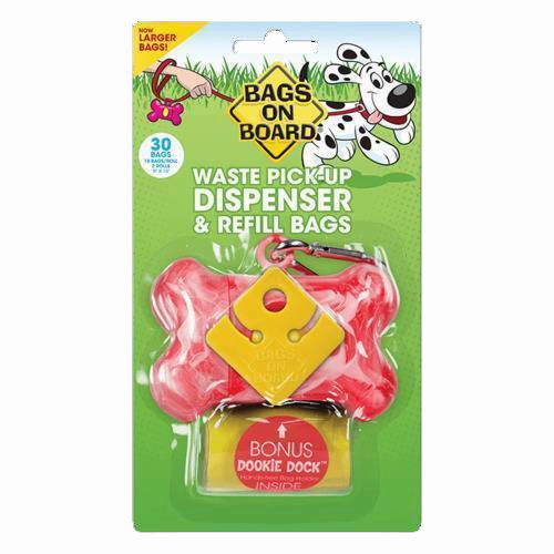 Bags on Board Marble Bone Waste Pick-Up Dispenser & Refill Bags Pink 30bags