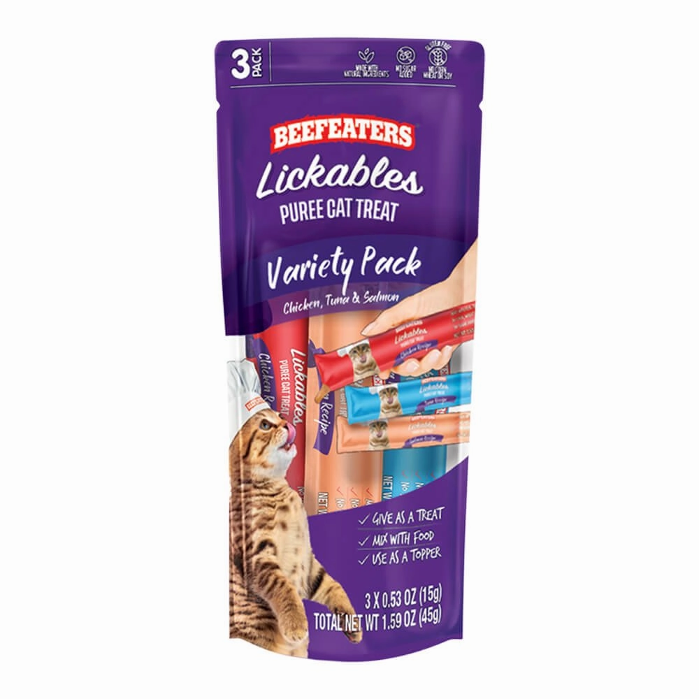 Beefeaters Lickables Puree Cat Treat, 3 ct, Case of 12
