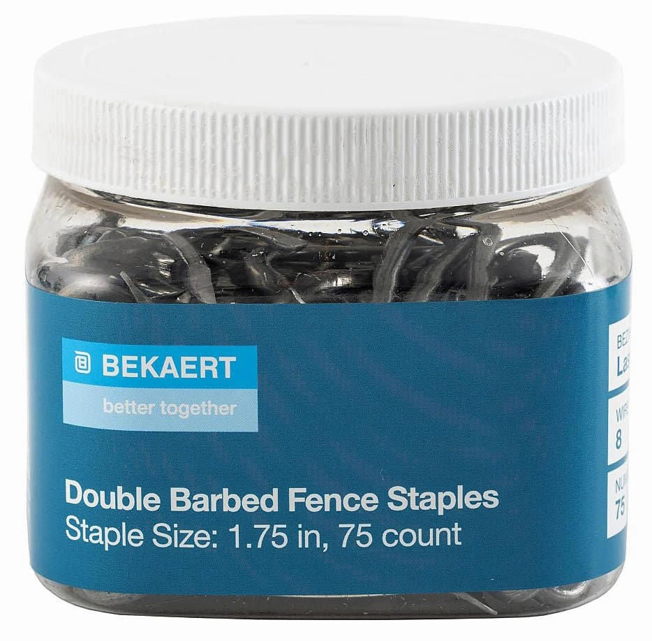 Bekaert 1.75" 8 ga Double Barbed Staples, 75 ct/jar