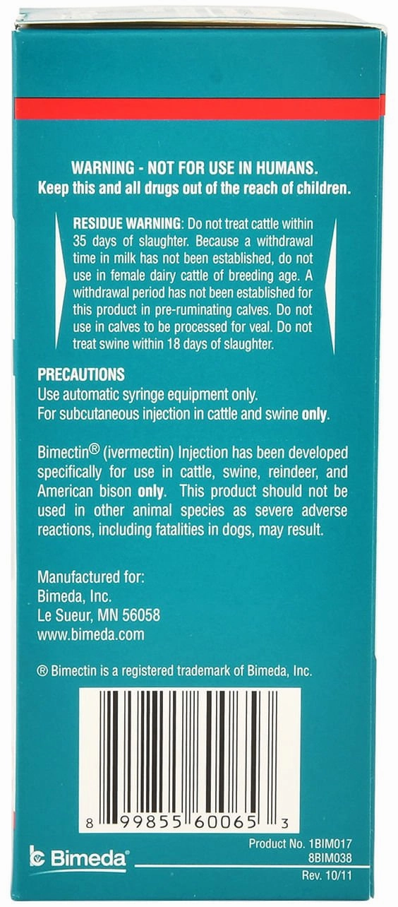 Bimectin Injection (1%) Cattle & Swine Dewormer