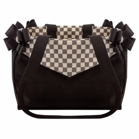 Black Double Nouveau Bow Luxury Dog Carrier with Windsor Check Flaps