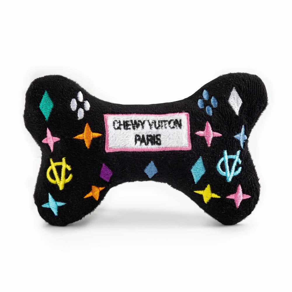 Black Monogram Chewy Vuiton Bone Dog Toy