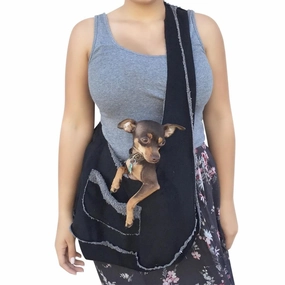 Boho Sling Dog Carrier Black/Grey