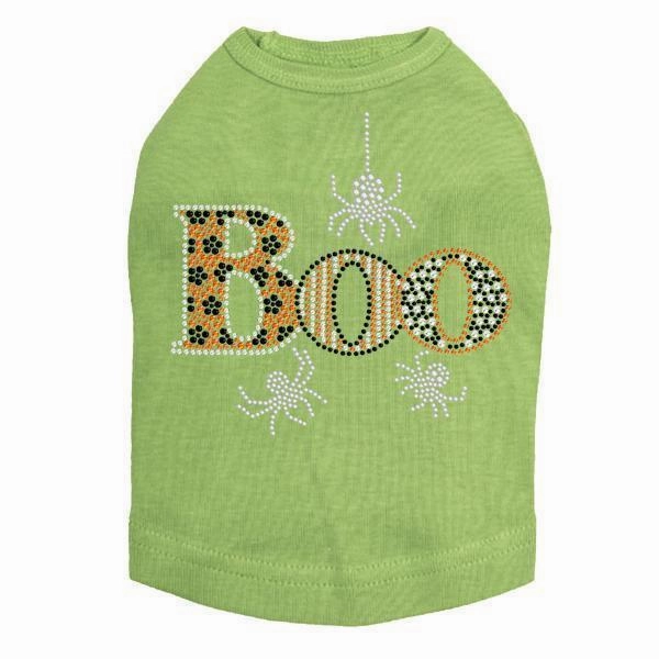 Boo With Silver Spiders Rhinestone Dog Tank