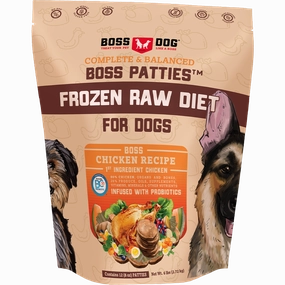 Boss Dog Frozen Complete Raw Chicken 8oz. Patties 6lb Bag