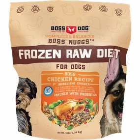 Boss Dog Frozen Complete Raw Chicken Nuggs 3lb Bag