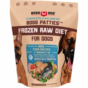 Boss Dog Frozen Complete Raw Fish 8oz. Patties 6lb Bag *Special Order Only*