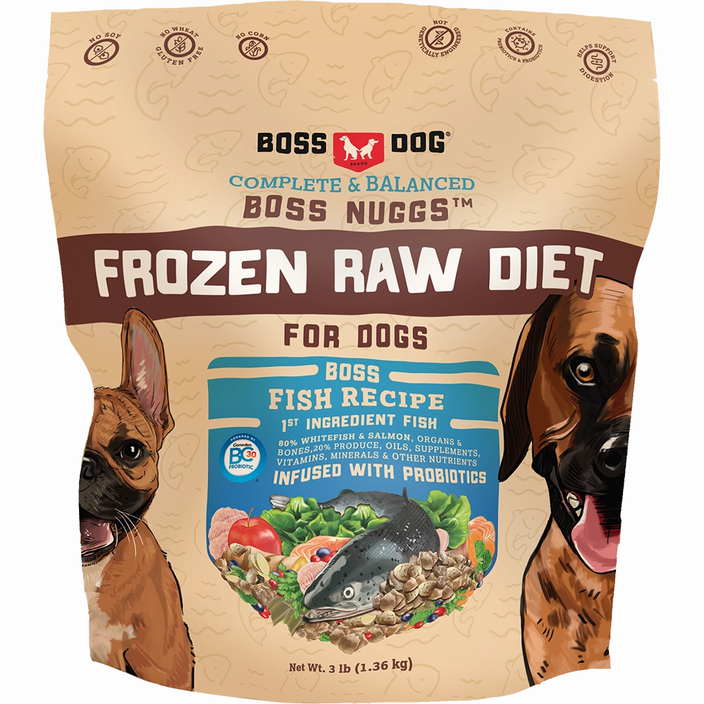 Boss Dog Frozen Complete Raw Fish Nuggs 3lb Bag *Special Order Only*