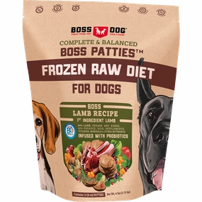 Boss Dog Frozen Complete Raw Lamb 8oz. Patties 6lb Bag