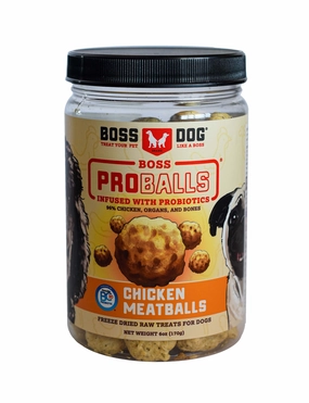 Boss Dog Proballs Freeze-Dried Raw Chicken Meatballs Dog Treat 6oz Jar