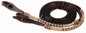Braided Rawhide Split Reins, Dark Oil, 8'