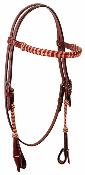 Buffalo Leather Brown Rawhide Laced Browband Headstall