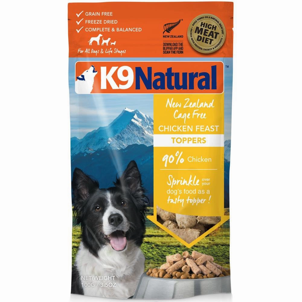 BUNDLE DEAL: K9 Natural Chicken Feast Grain-Free Freeze-Dried Raw Dog Food Topper 100g