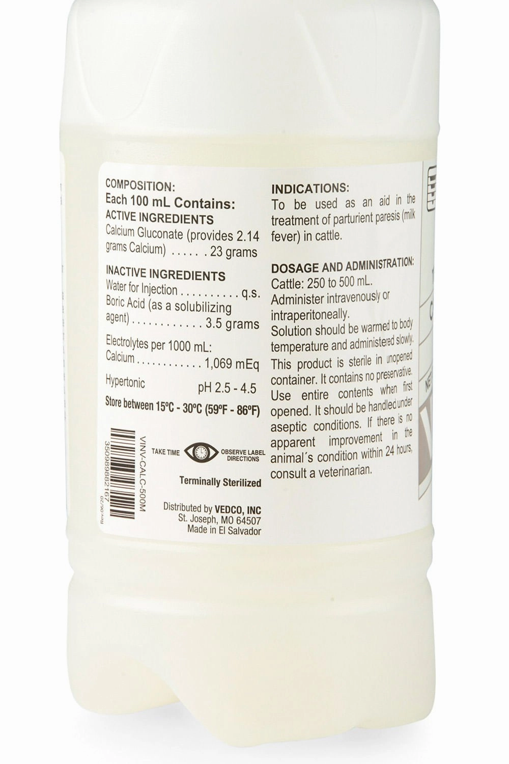 Calcium Gluconate 23% Solution, 500 mL
