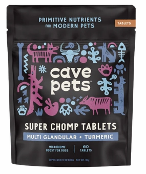 Cave Pets Multi Glandular   Turmeric Super Chomp Tablets 60ct Pouch
