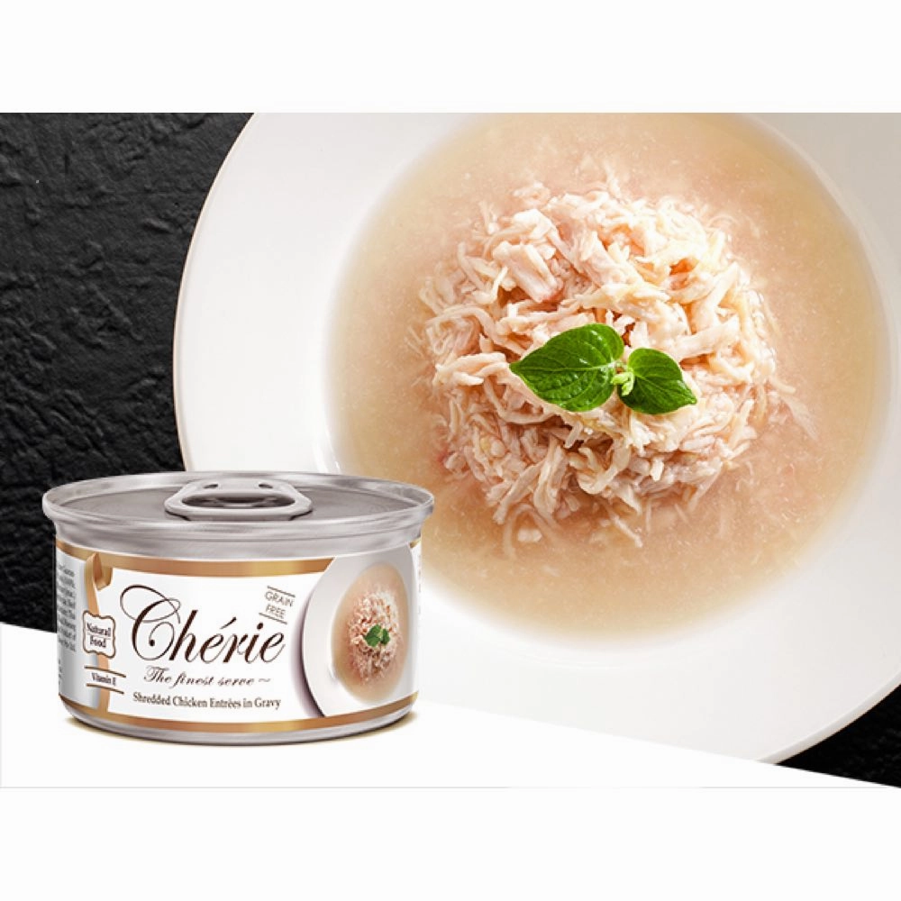 Cherie Shredded Chicken Entres In Gravy Canned Cat Food 80g