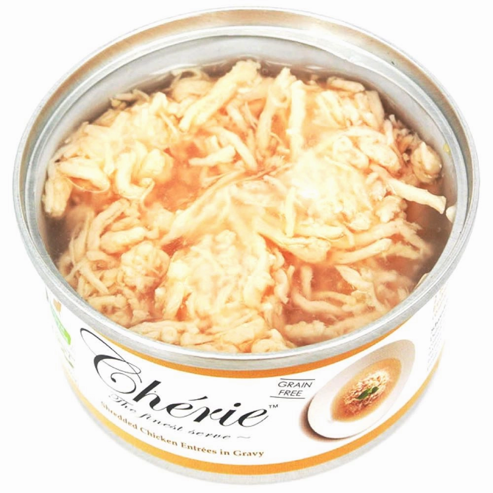 Cherie Shredded Chicken Entres In Gravy Canned Cat Food 80g