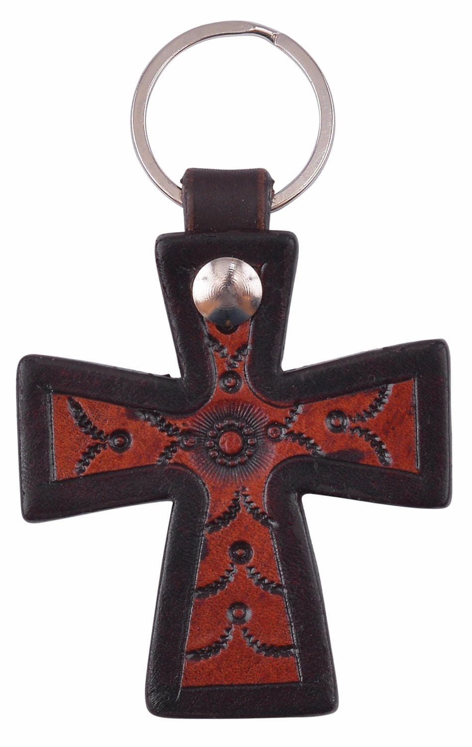 Circle Y Cross Key Chain, Tooled