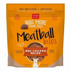 Cloud Star Wag More Bark Less Grain-Free Meatball Bites for Dogs BBQ Chicken 14oz Bag