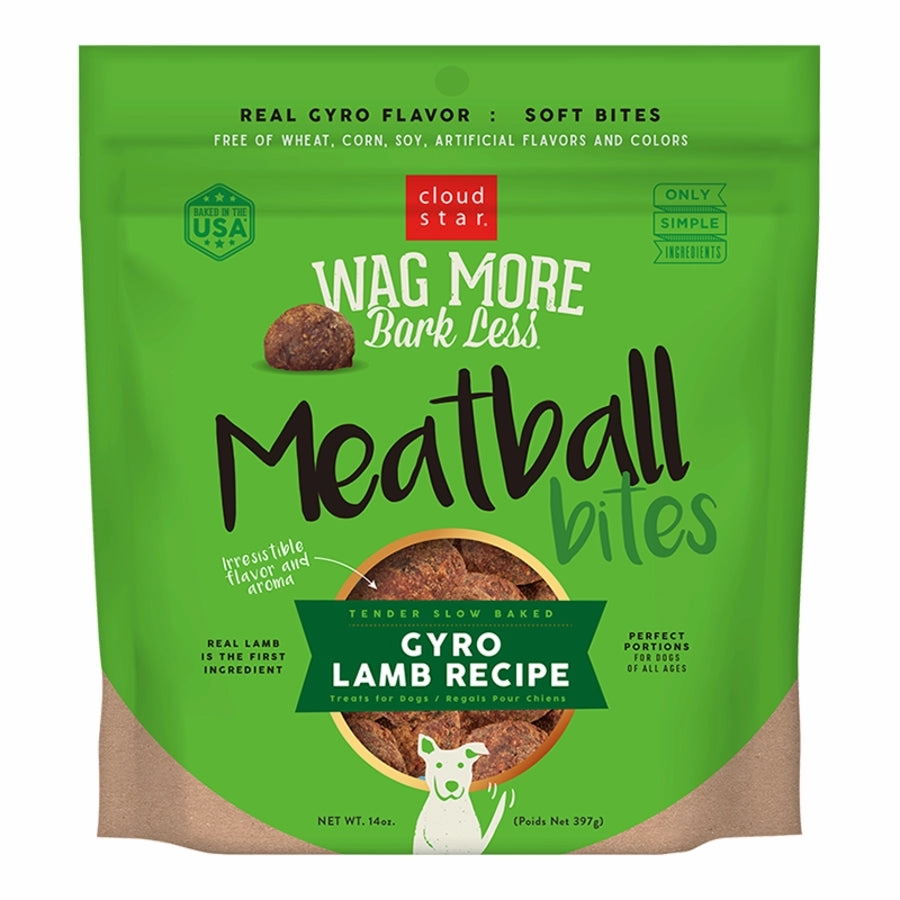Cloud Star Wag More Bark Less Grain-Free Meatball Bites for Dogs Gyro Lamb 14oz Bag