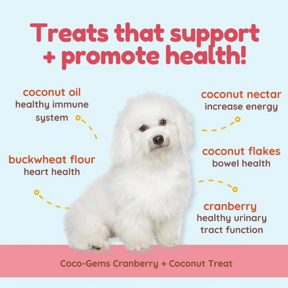CocoTherapy Coco-Gems Cranberry   Coconut Organic Grain-Free Dog Treats 5oz