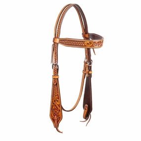 Cody Pro Floral & Basketweave Tooled Browband Headstall