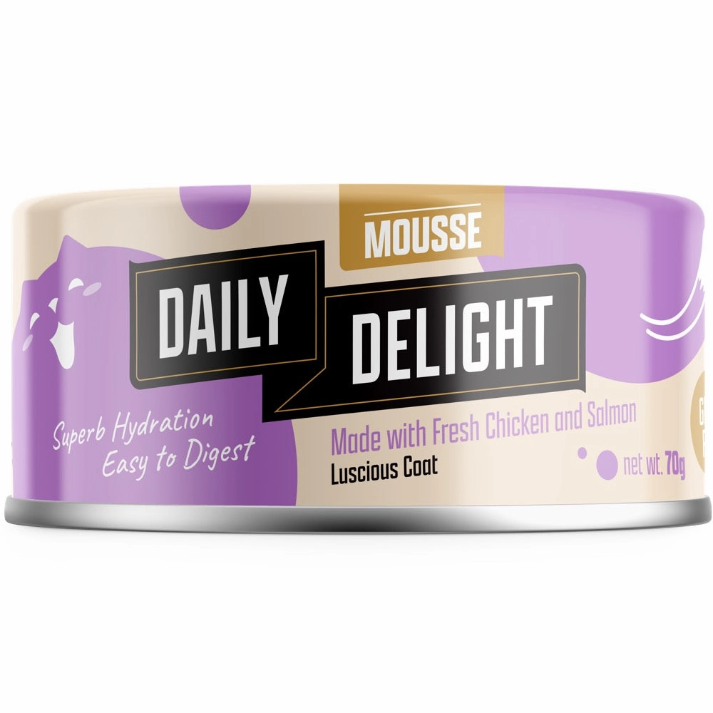 Daily Delight Mousse Chicken & Salmon Grain-Free Canned Cat Food 70g