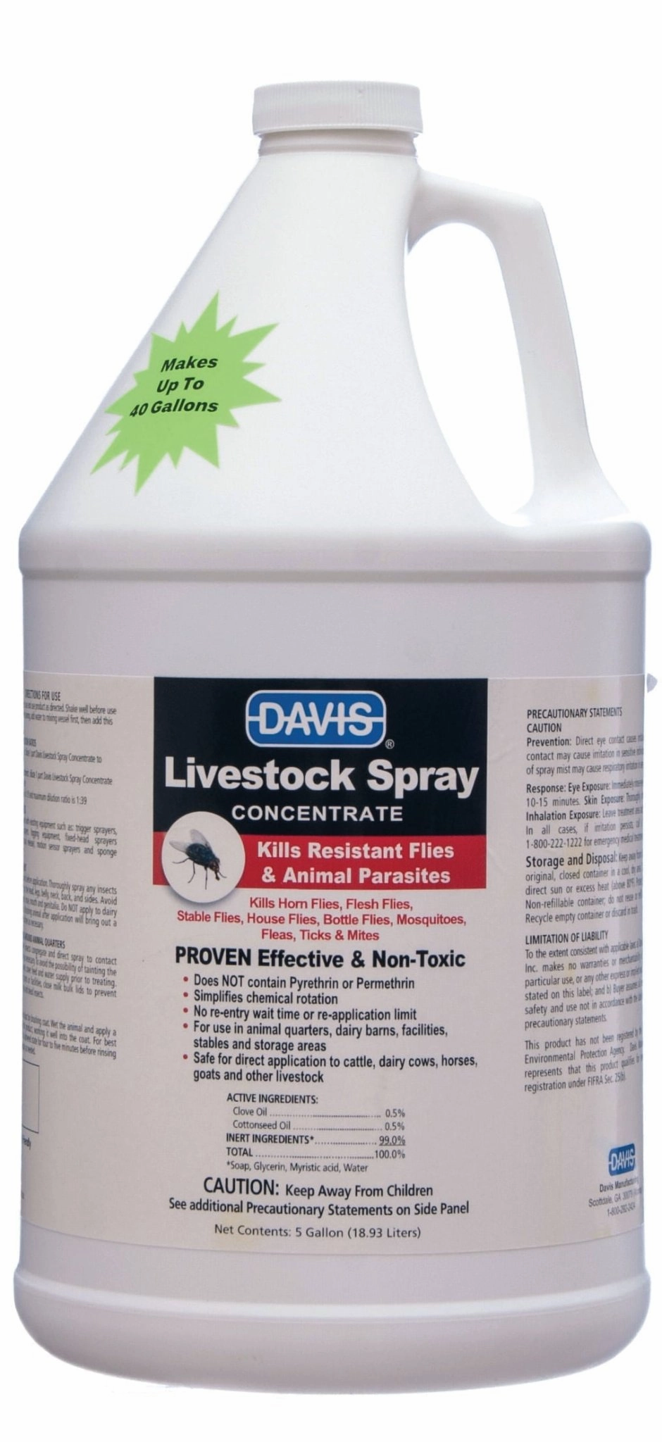 Davis Livestock Fly Spray, Concentrate, Gallon