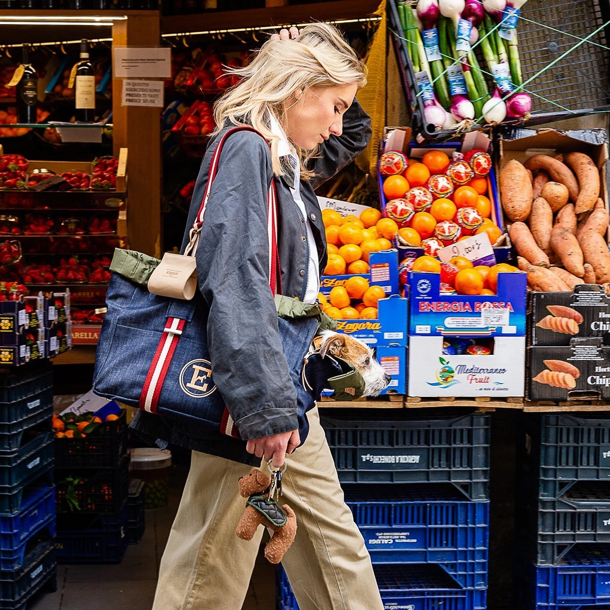Denim And Military Bag Dog Carrier