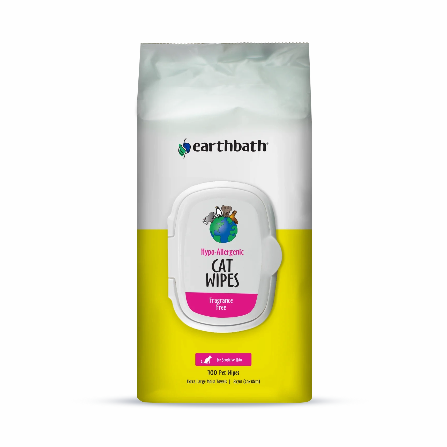 Earthbath Cat Grooming Wipes - Fragrance-Free Hypo-Allergenic - 100ct