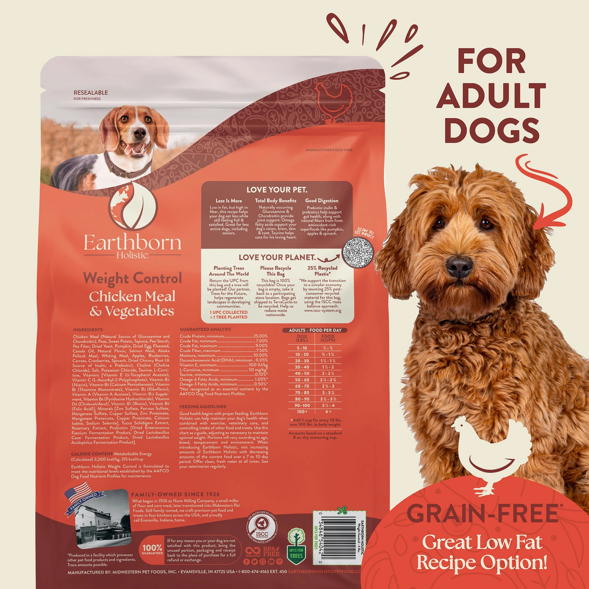 Earthborn Holistic Weight Control Chicken Meal & Vegetables Grain-Free Dry Dog Food 4 lb