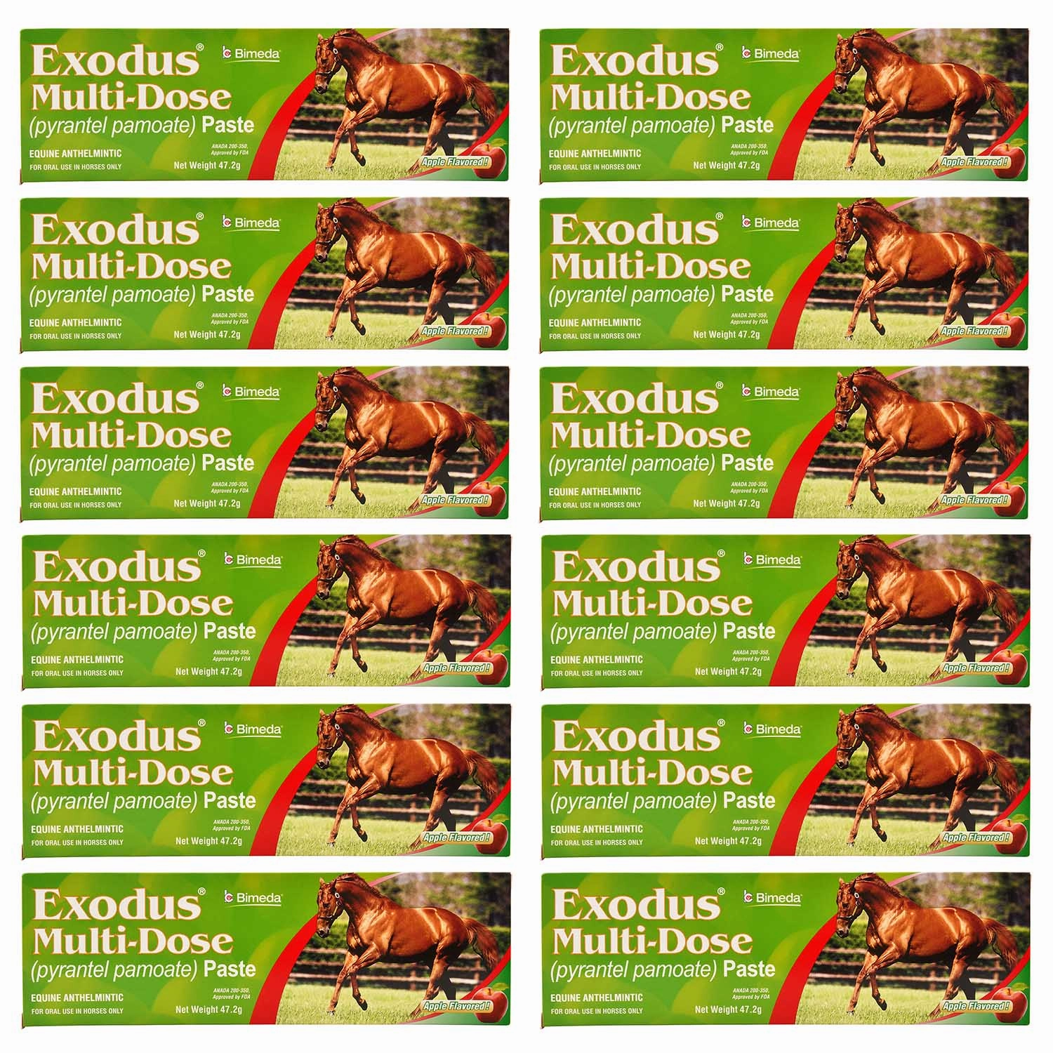Exodus Multi-Dose Pyrantel Pamoate Horse Dewormer Paste, 2-dose