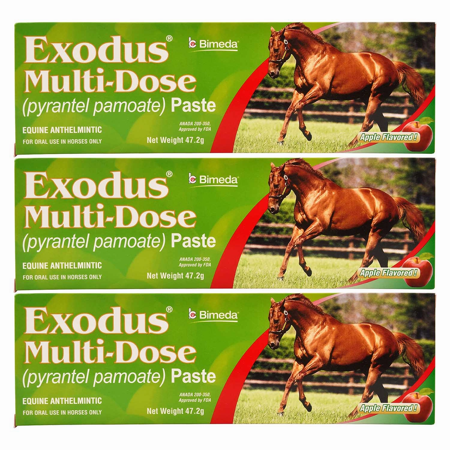 Exodus Multi-Dose Pyrantel Pamoate Horse Dewormer Paste, 2-dose
