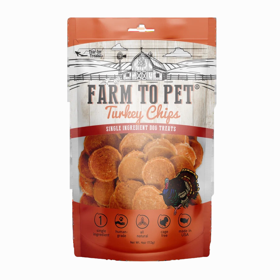 Farm to Pet Single Ingredient Turkey Chips 4oz Bag