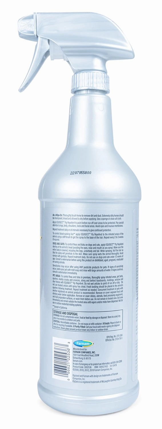 Farnam Equisect Water-Based Botanical Fly Repellent with Herbal Scent for Horses, Dogs and Cats