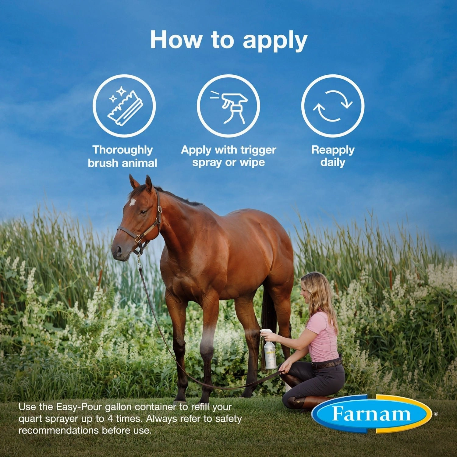 Farnam Equisect Water-Based Botanical Fly Repellent with Herbal Scent for Horses, Dogs and Cats