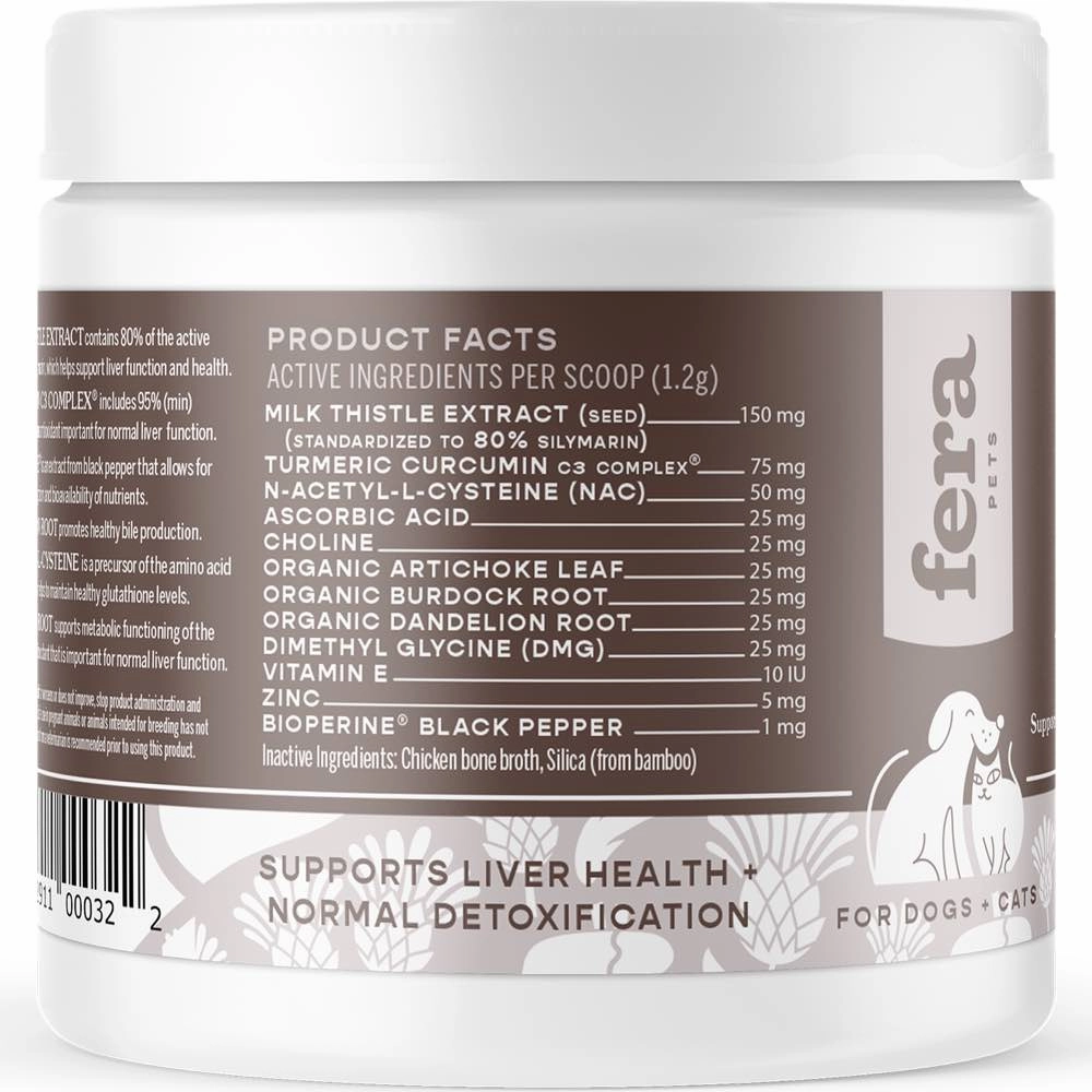 Fera Pets Liver Support Supplement Powder For Cats & Dogs 2.5oz