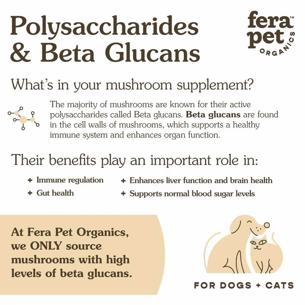 Fera Pets Organic Mushrooms Immune Support Supplement Powder For Cats & Dogs 2.12oz
