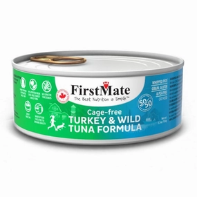 FirstMate Grain Free 50/50 Cage Free Turkey & Wild Tuna Formula Canned Cat Food 156g