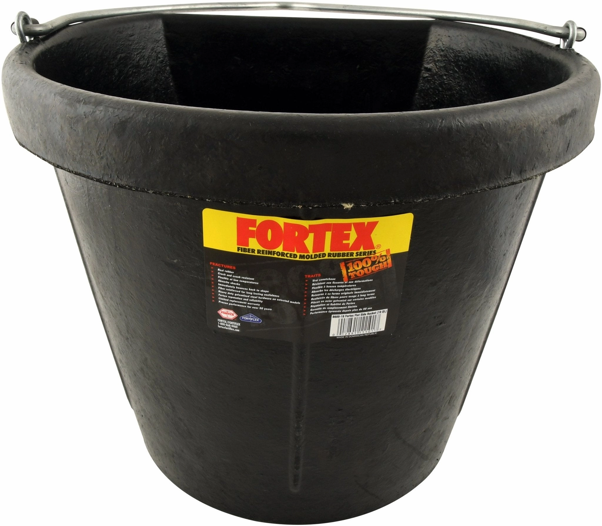 Flatback Rubber Bucket, 18 Quart